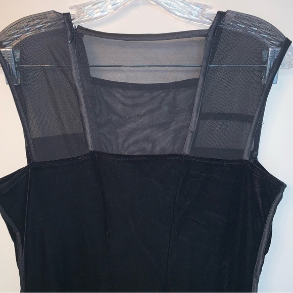 Joseph Ribkoff Couture Black Sheath Midi Dress Velvet Semi Sheer Mesh 10 - Picture 8 of 8